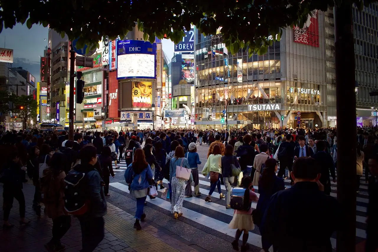 Shibuya scramble crossing at night