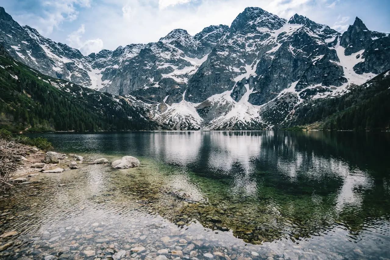 Morskie Oko lake surrounded by Tatra Mountains