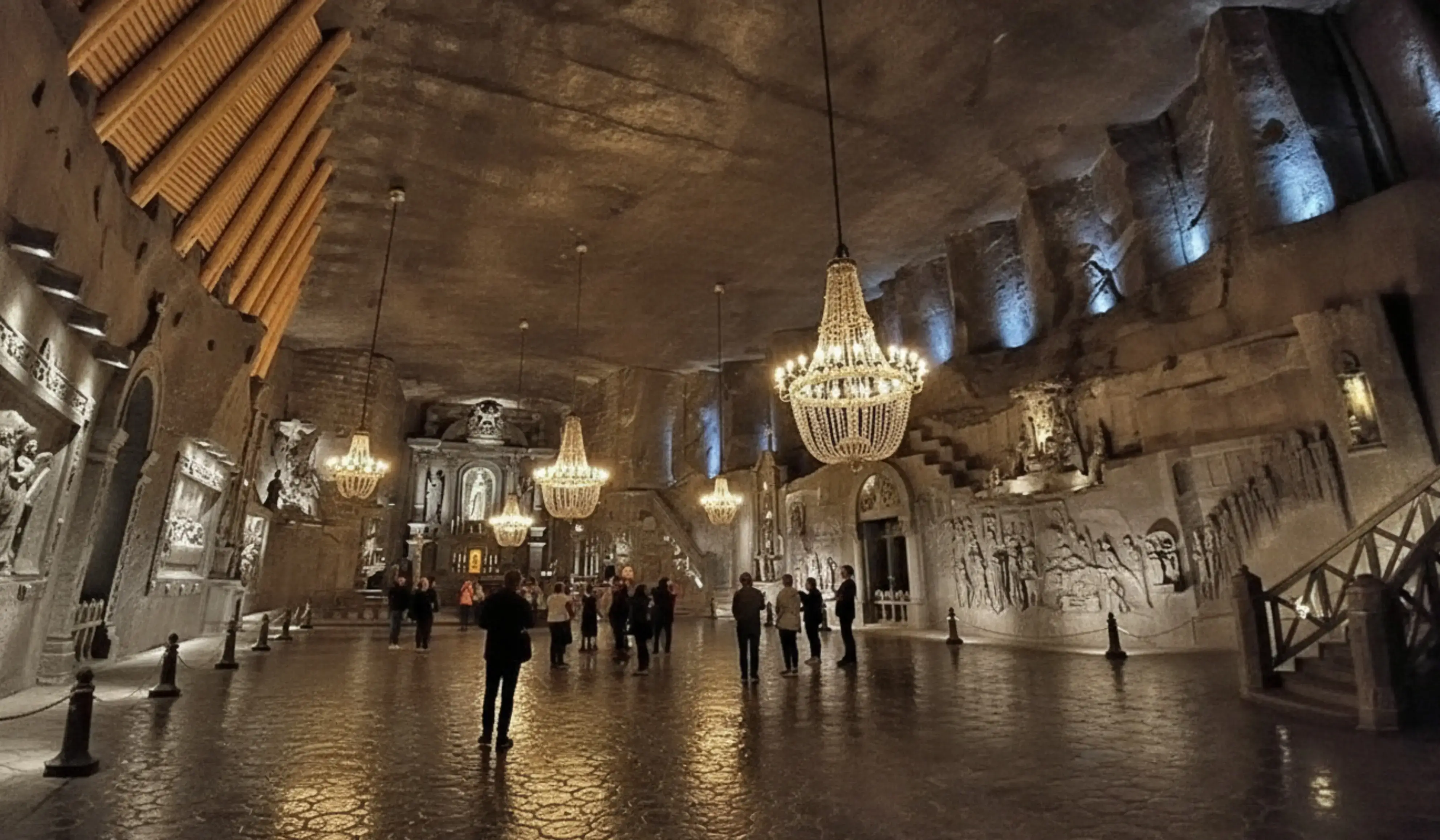 Salt-carved underground chapel in Wieliczka Salt Mine