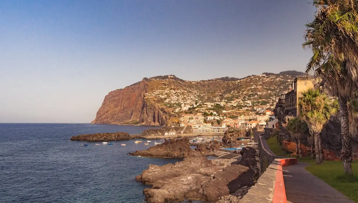 Green mountains and ocean cliffs of Madeira Island