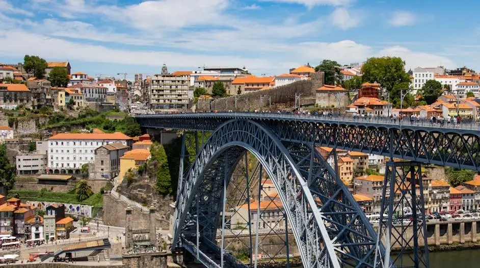 Colorful houses and Douro River view in Porto