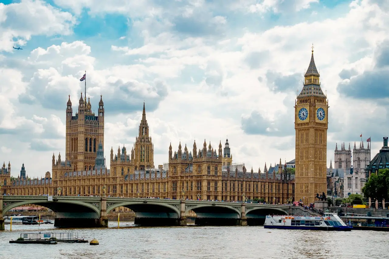 Big Ben clock tower and Houses of Parliament in London