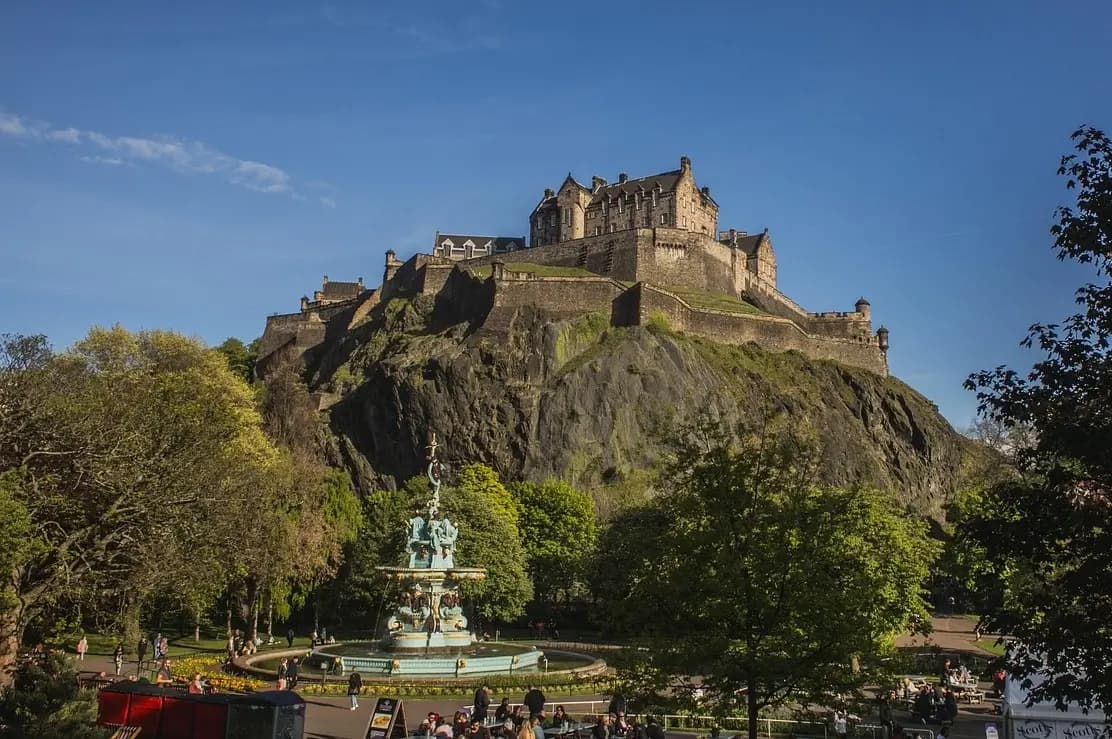 Edinburgh Castle perched on Castle Rock overlooking the city
