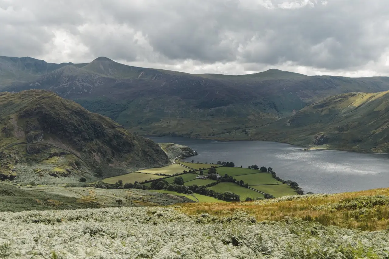 Scenic view of Lake District with mountains and lakes