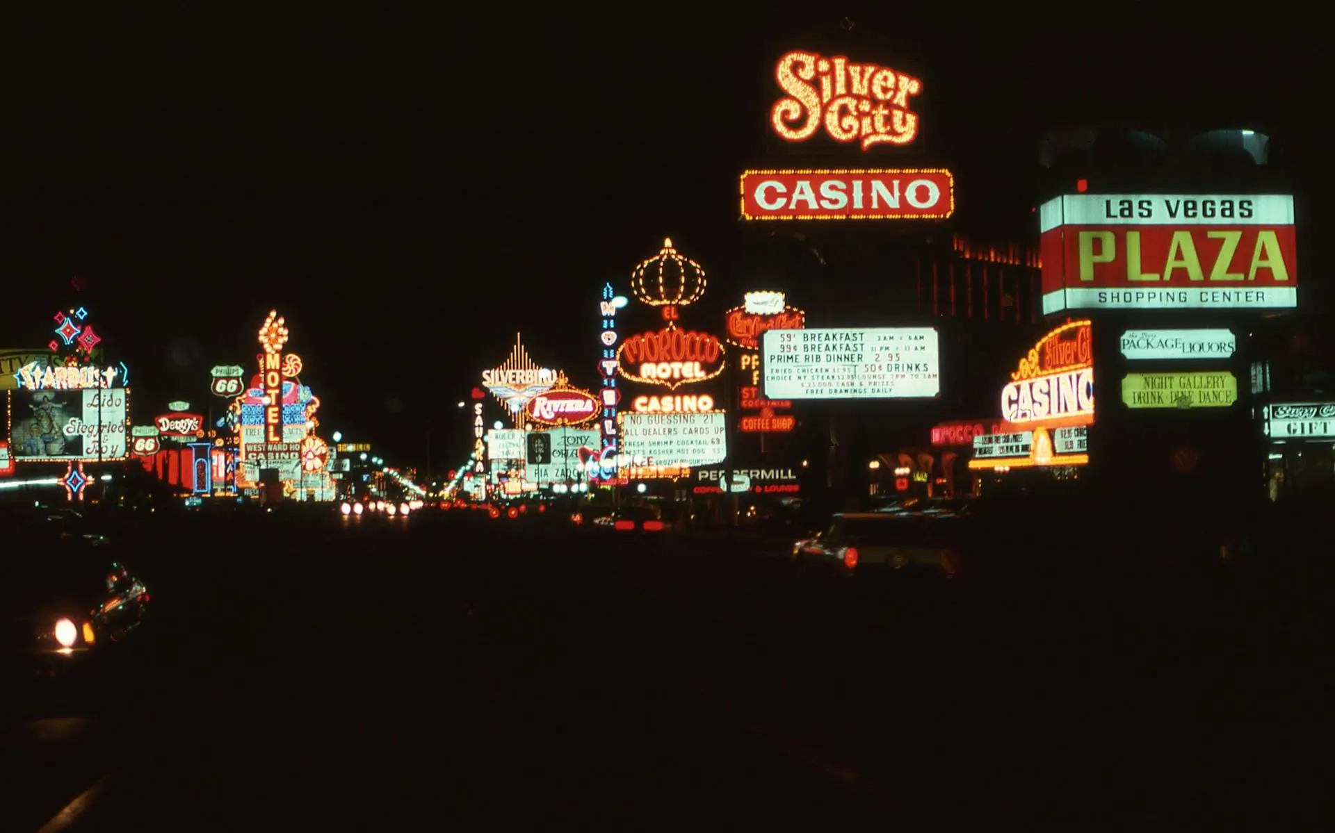 Las Vegas Strip illuminated with hotels and casinos at night